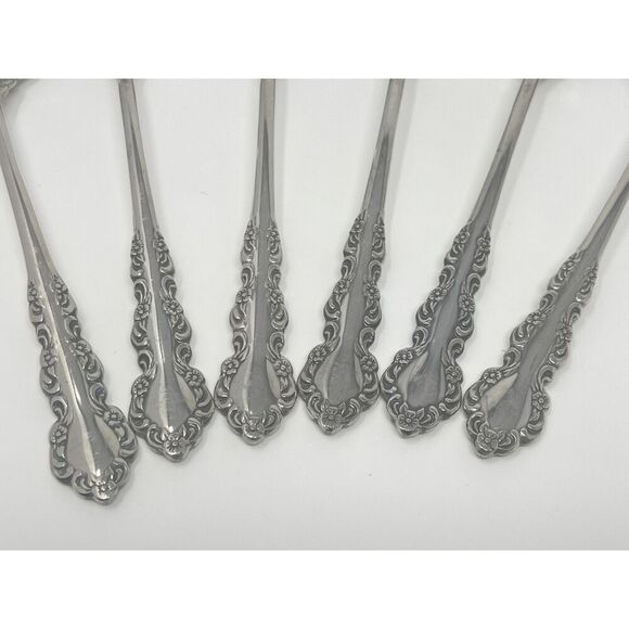 Oneida Shelley Cube USA Stainless Place Dinner Soup Spoons 6 5/8” Set Of 6 - Picture 3 of 6